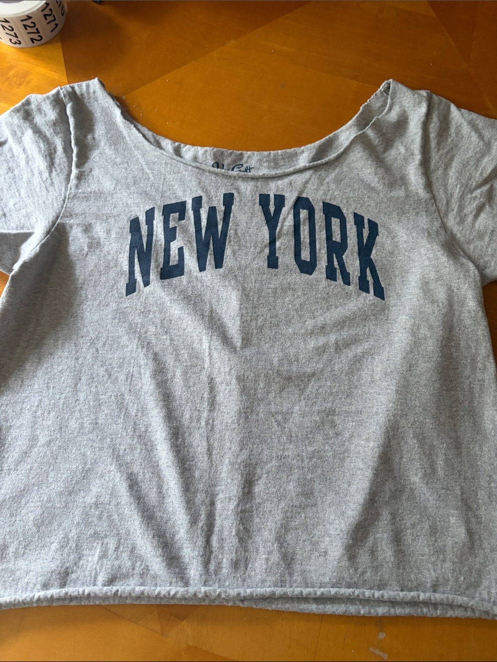 Brandy Melville Heather Gray Tee with Navy NEW YORK Print